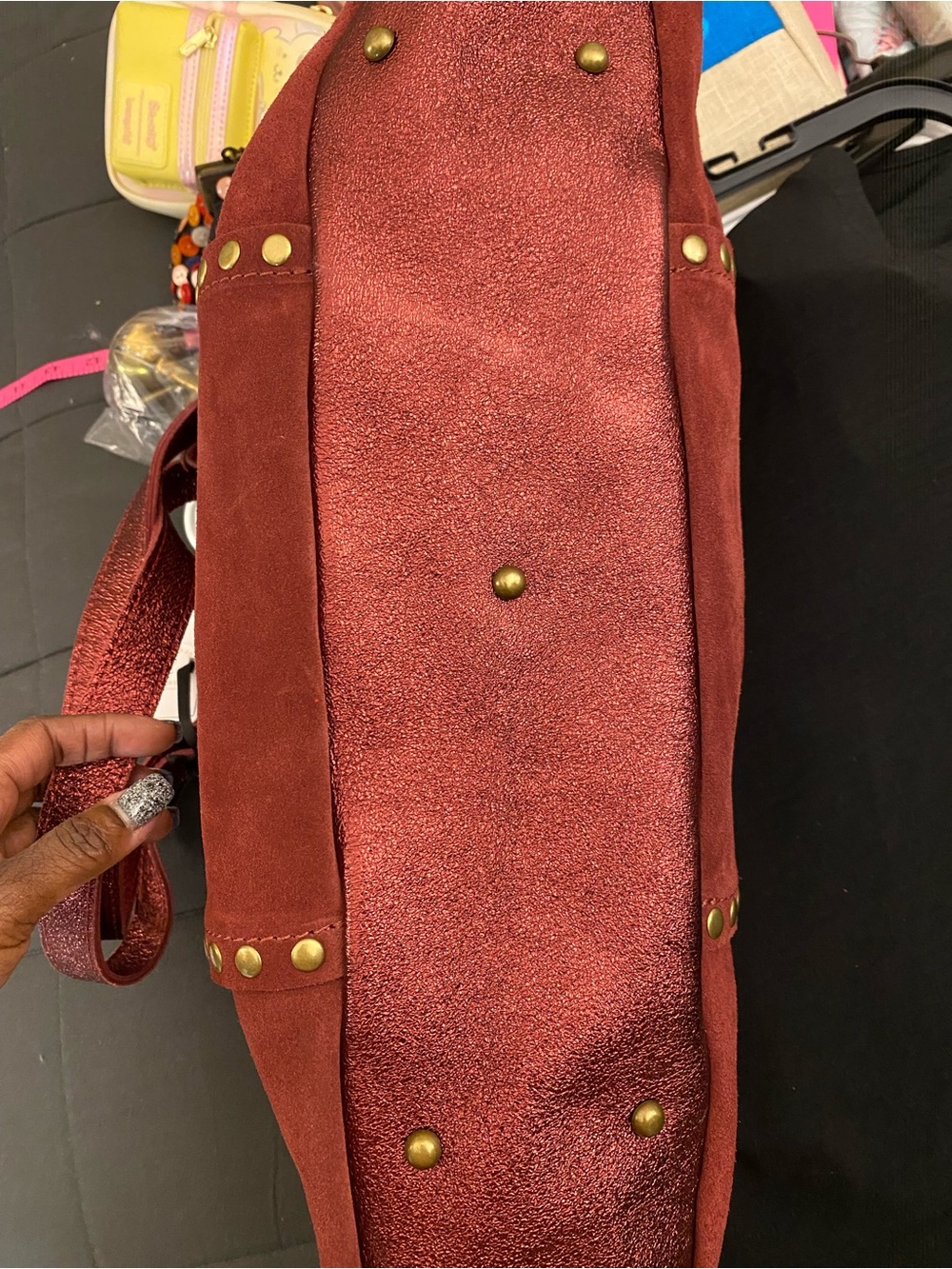 Marlon Burgundy Suede Tote Deep Burgundy NWT😍 - Picture 6 of 7